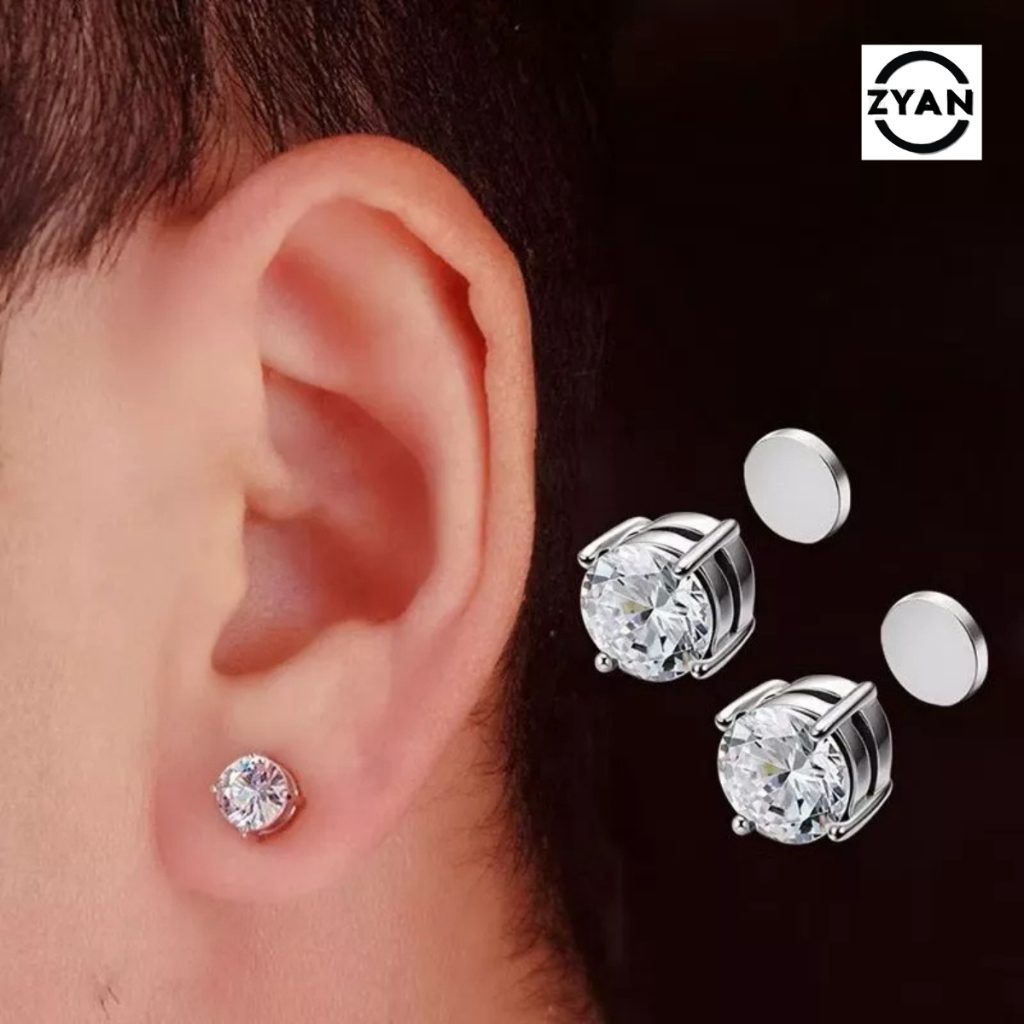 Kits Brincos de Pressão Magnético Brilhante 8mm, Masculino e Feminino, não precisa furar a orelha em Oferta na Shopee