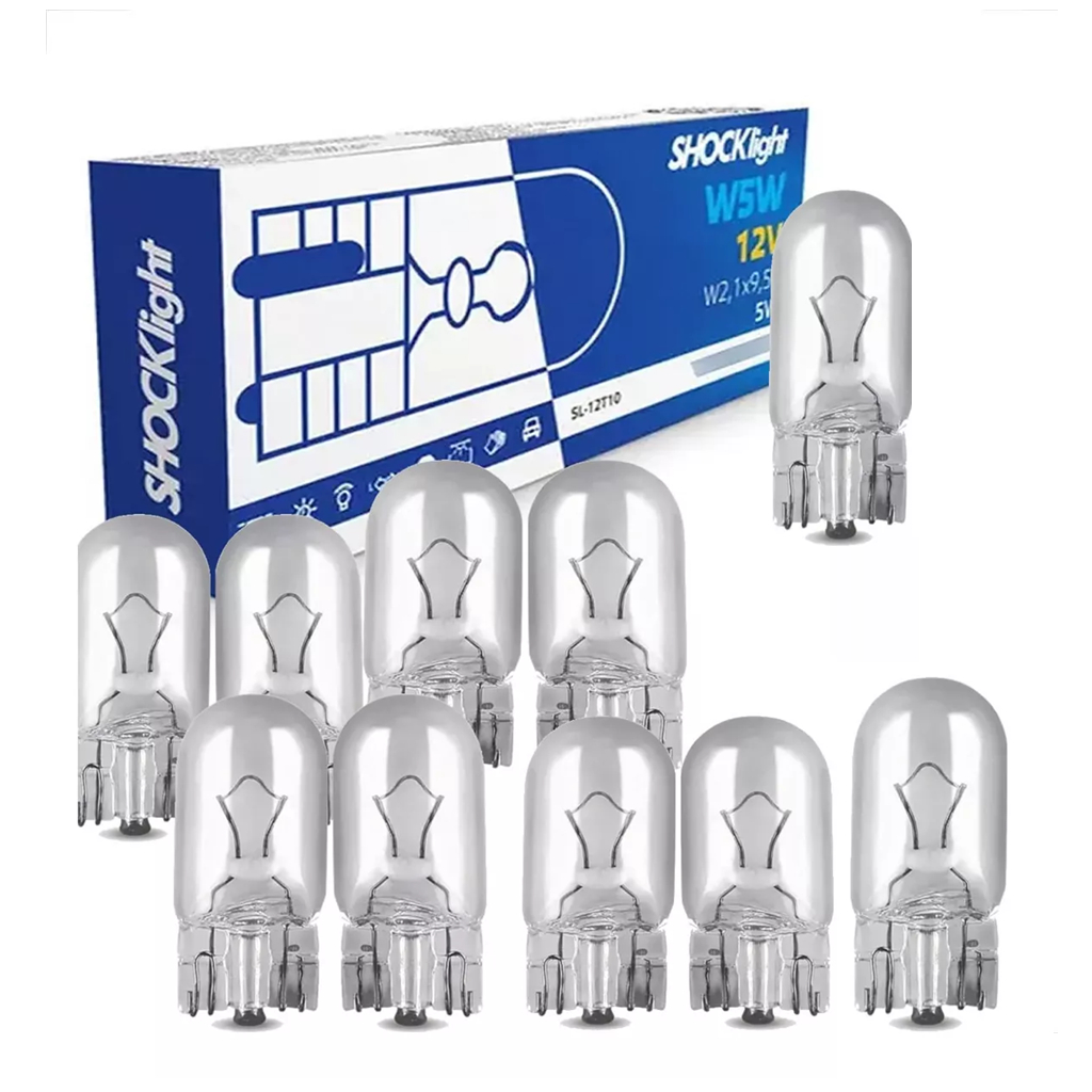 10 Lâmpada Pingo T10 12v Comum Lanterna Farolete Placa Teto SHOCK LIGHT