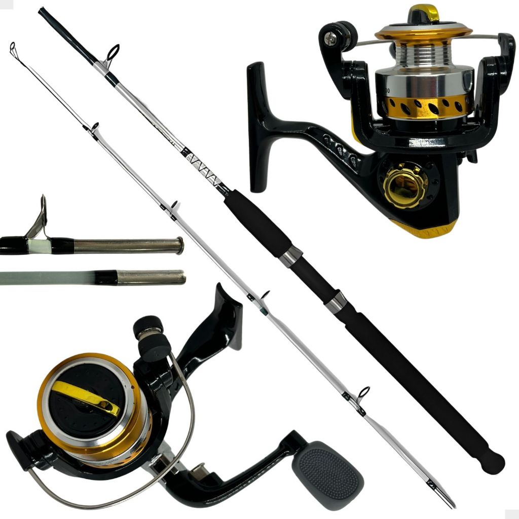 Kit Pesca 15 Kg Vara Fibra de Vidro Maciça 1,65m + Molinete 3000 Alumínio