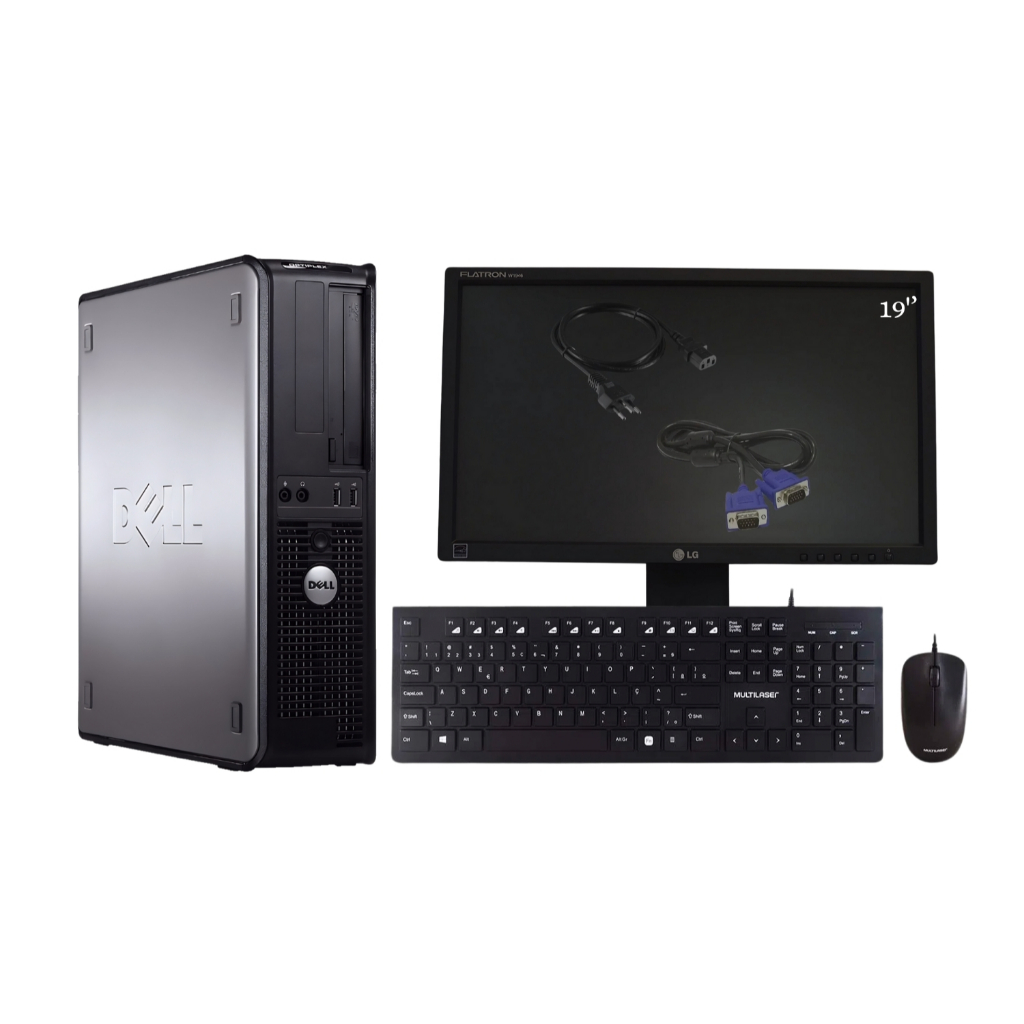 Computador Optiplex Dell Core 2 Duo + Monitor de 19'' + Teclado e Mouse e Cabos