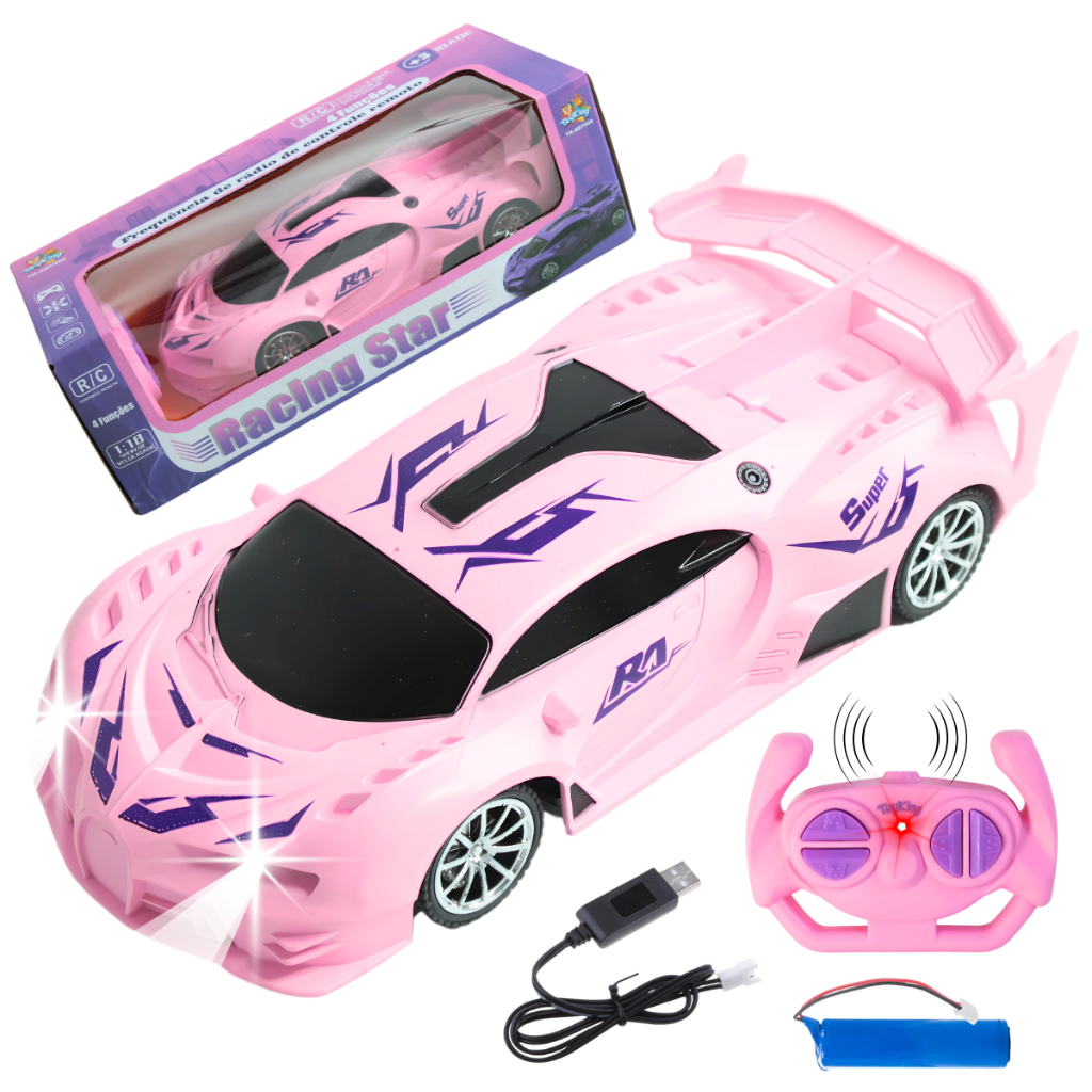 Carrinho Controle Remoto Recarregável Menina Infantil Top