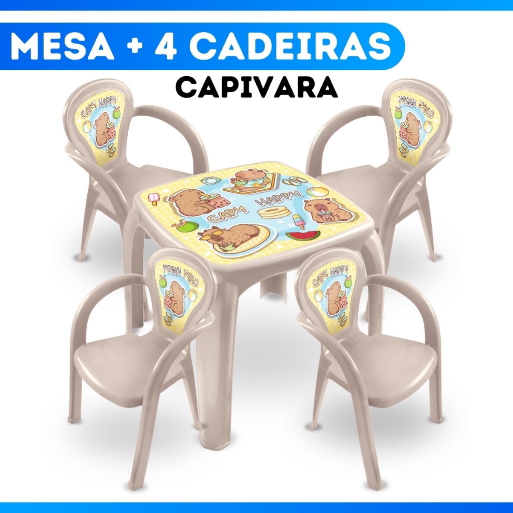 Kit Mesinha Mesa Infantil 4 / 2 / 1 Cadeiras Cadeira Escolar Estudo Didático Brinquedo - MAIS BARATA