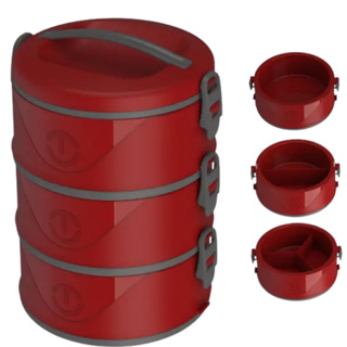 Marmita Organizadora Milão Tripla Com 3 Divisorias 1,5 Litros Cada com uma Tampa Alimentos Quente em Oferta na Shopee