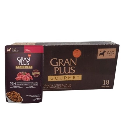 Granplus Kit 18 Sachês Gourmet Cão Adulto Carne 100g Cada