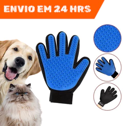 Luva Tira Pelos para Banho Pet Massageadora De Cães E Gatos