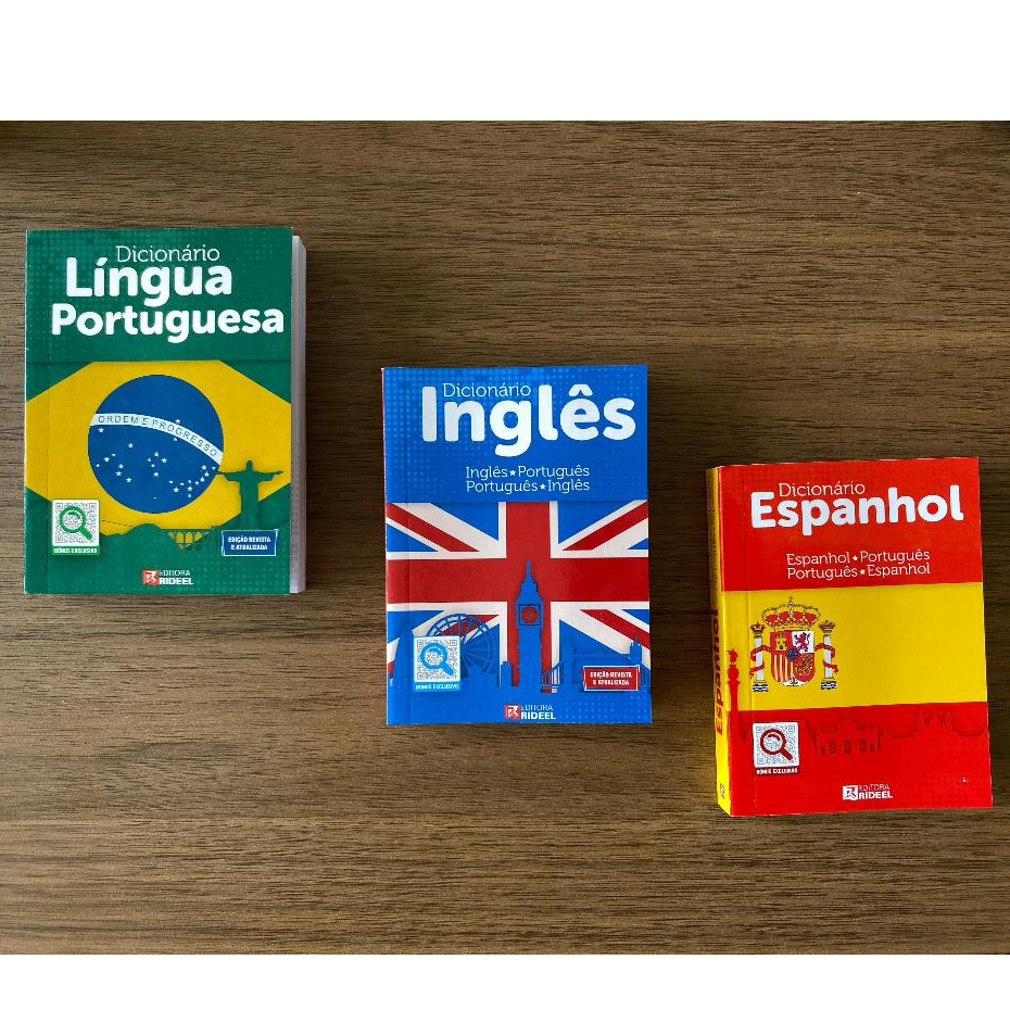 Kit 3 Dicionário Pequeno Português Inglês Espanhol 95mmx130mm Editora Rideel em Oferta na Shopee