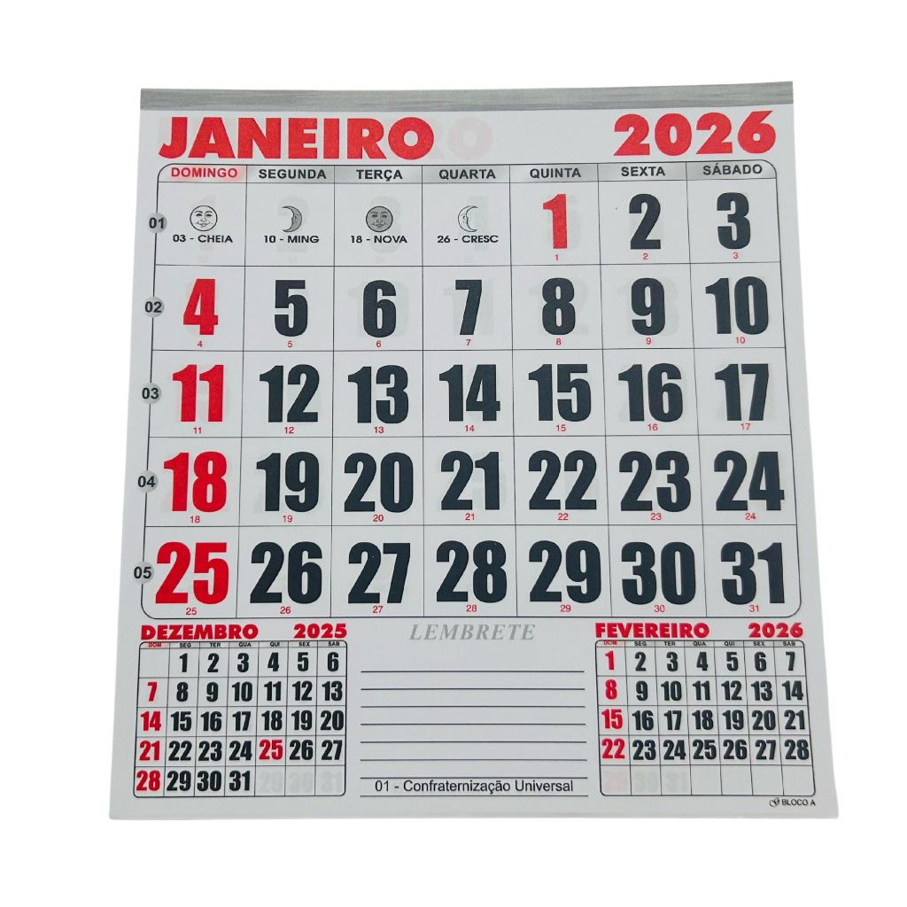5 Blocos Refil Para Calendário De Parede 21x22 Cm Folhinha Comercial 2026 Anual em Oferta na Shopee