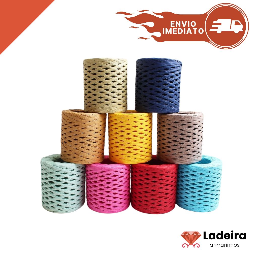 Fio Rafia De Papel Fita 05mm Com 200 Metros Croche Envio Rápido em Oferta na Shopee