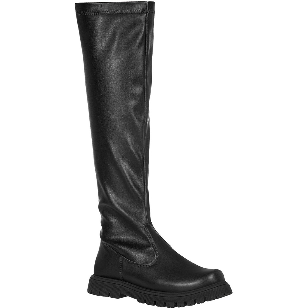 Bota Feminina Infantil Over The Knee Sola Tratorada Bico Redondo Stretch Calce Fácil Confortável Moda Blogueira Elegante em Oferta na Shopee