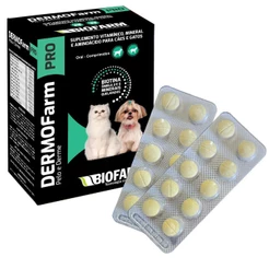 Dermofarm Pro Pelo e Derme 30 Comprimidos Controla Queda de Pelos Fortalece os Fios Cães e Gatos