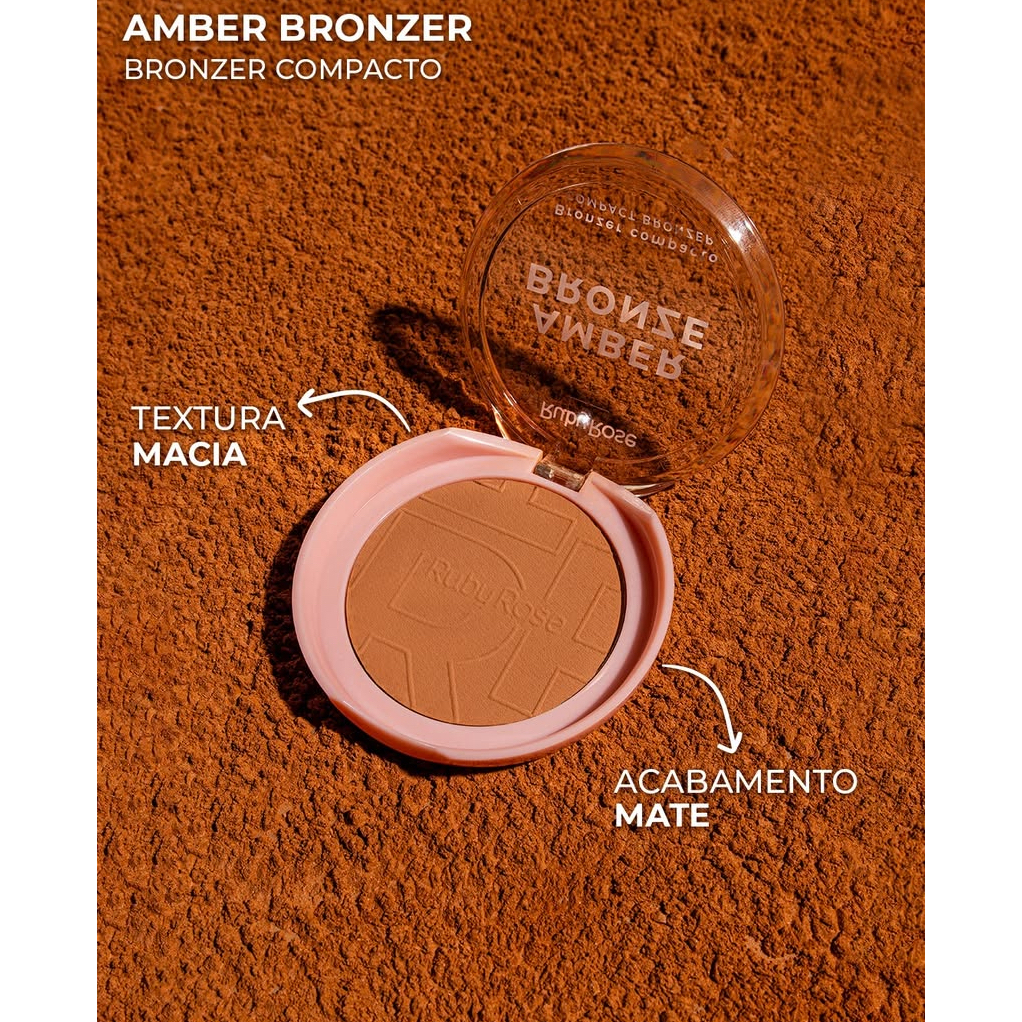 Bronzer Compacto Facial Amber Bronze Acabamento Matte Ruby Rose 7g - HBM202