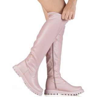 Bota Feminina Infantil Menina Over The Knee Sola Tratorada Bico Redondo Stretch Calce Fáci...