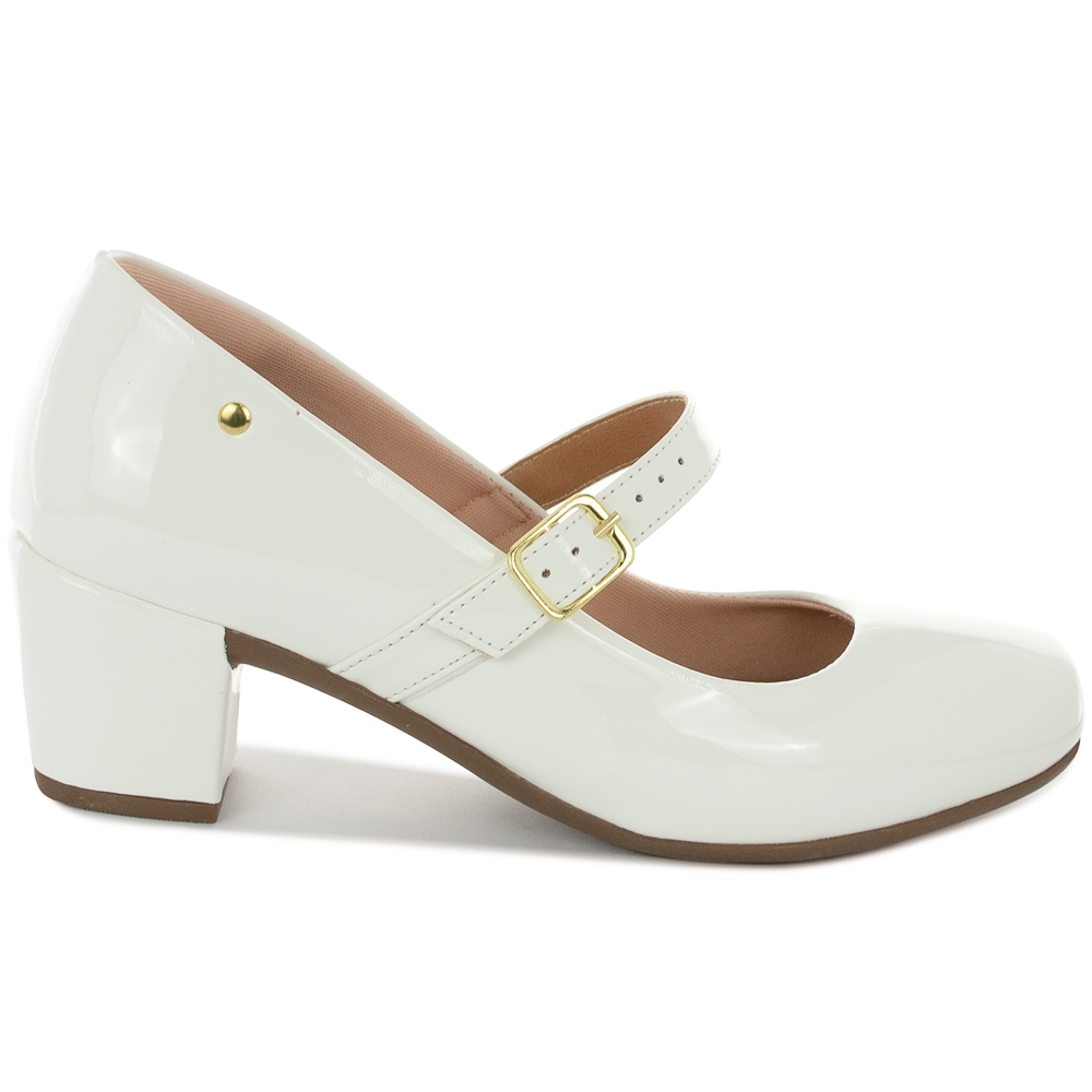 Scarpin Bico Quadrado Peep Toe Moda Modesta Salto Bloco Geométrico Boneca Ref: 64.84