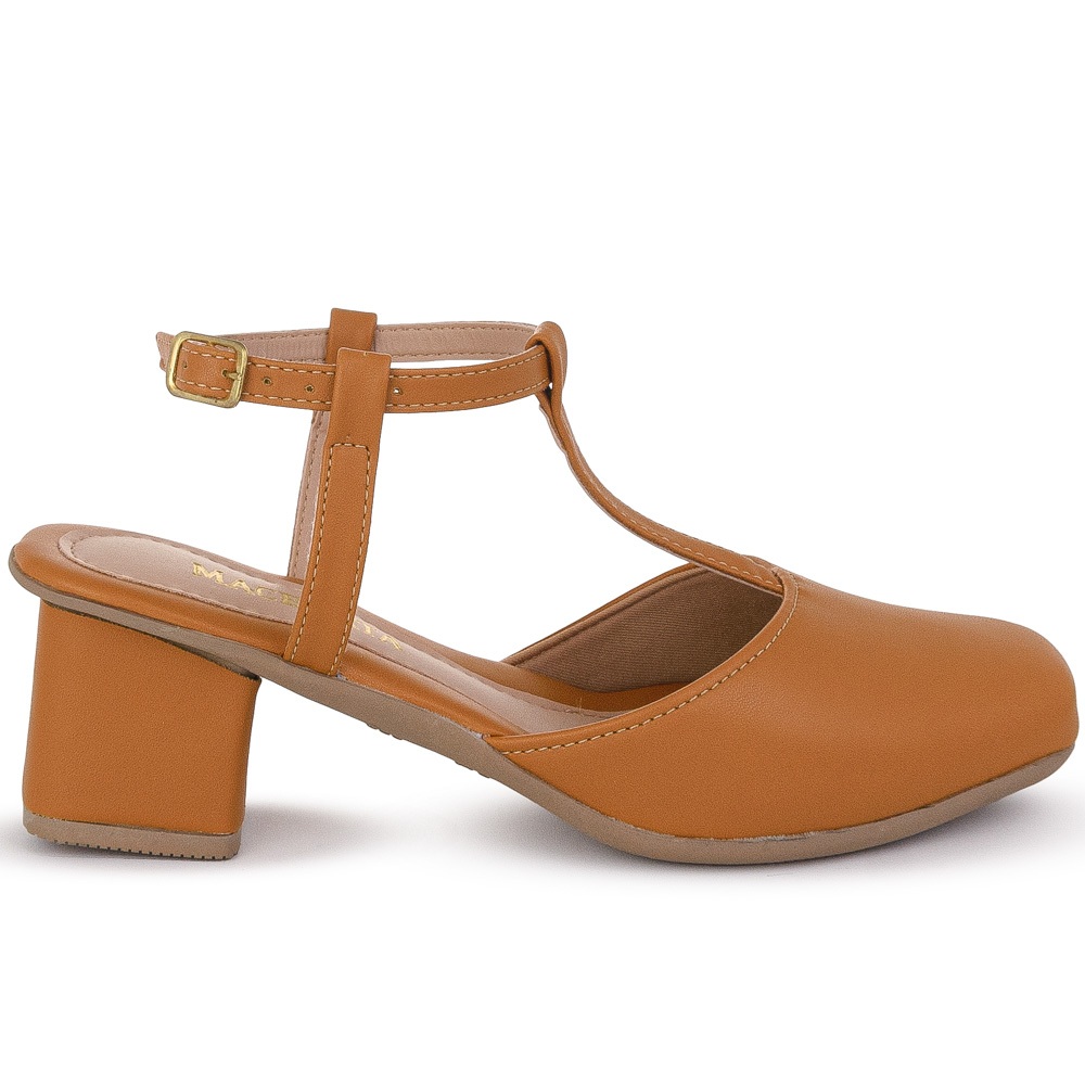 Scarpin Slingback Mary Jane Boneca Salto Baixo Quadrado Super Elegante Macerata Ref: 1067