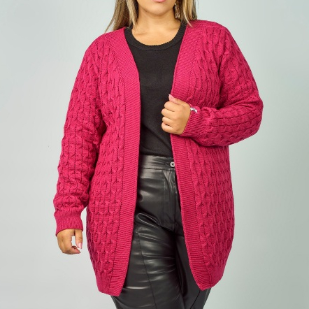 Casaco Tricot Plus Size Feminino Inverno Trançado Elegante 20211