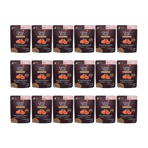 Granplus Kit 18 Sachês Gourmet Gato Adulto Salmão 85g cada