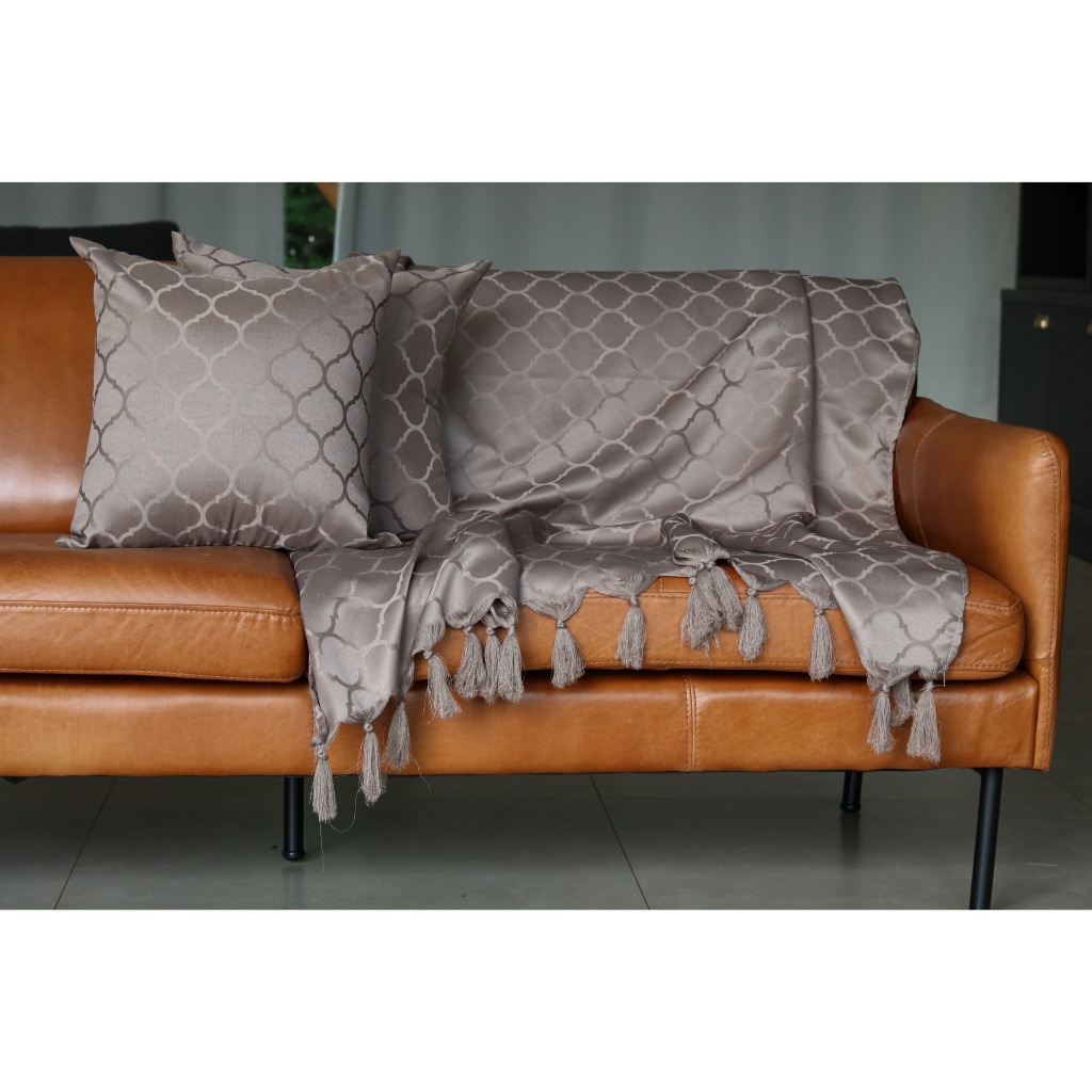 Kit Xale Manta Para Sofá 1,40x1,80 Com 2 Capas de Almofada Premium Alta Qualidade Jacquard