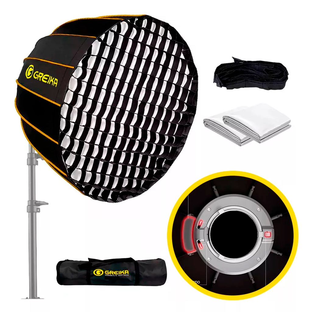 Greika Gk3-65 Softbox Parabólico Montagem Rápida Bowens Grid