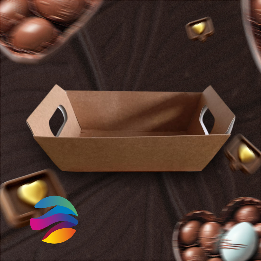 CESTA PAPEL KRAFT - P - Páscoa; Cesta de Chocolate; Café da manhã- CX008