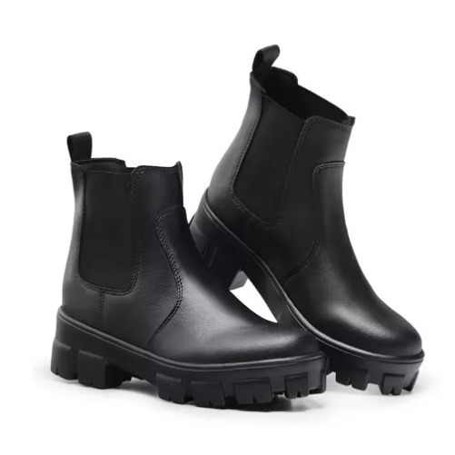 Bota Coturno Feminino Chelsea Elástico Tratorado