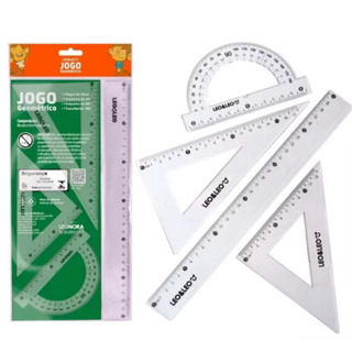 Kit Jogo Regua Geometrico 1.Grau/4 Peças Escolar Estudo Leo&Leo em Oferta na Shopee