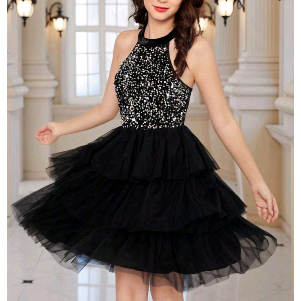 Vestido infantil juvenil menina luxo preto brilho lantejoulas festa formatura 233