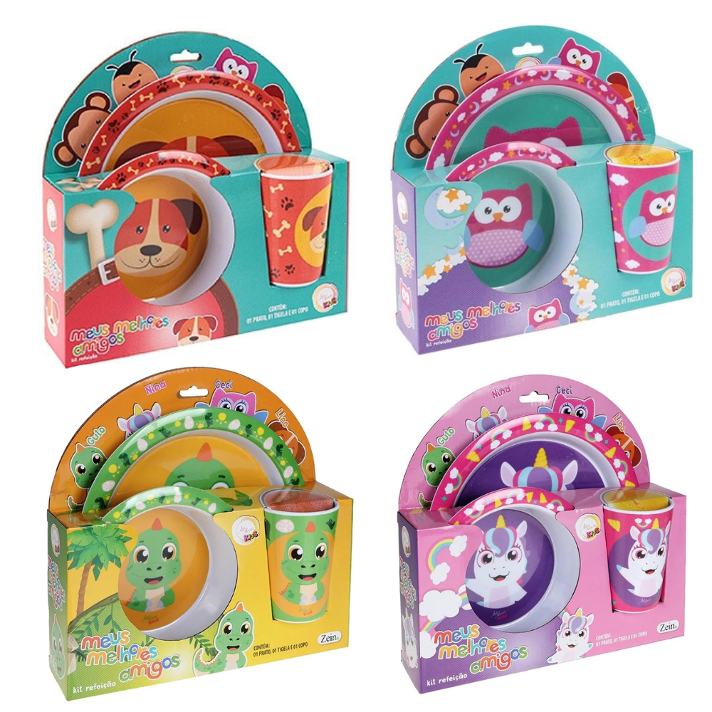 Kit Alimentação Infantil 3 Peças Papinha Bebê Meninos e Meninas - Art House em Oferta na Shopee