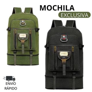 Mochila Lona 2 em 1 Com Compartimento Expansível Reforçada Camping Trabalho Trilha Faculdade
