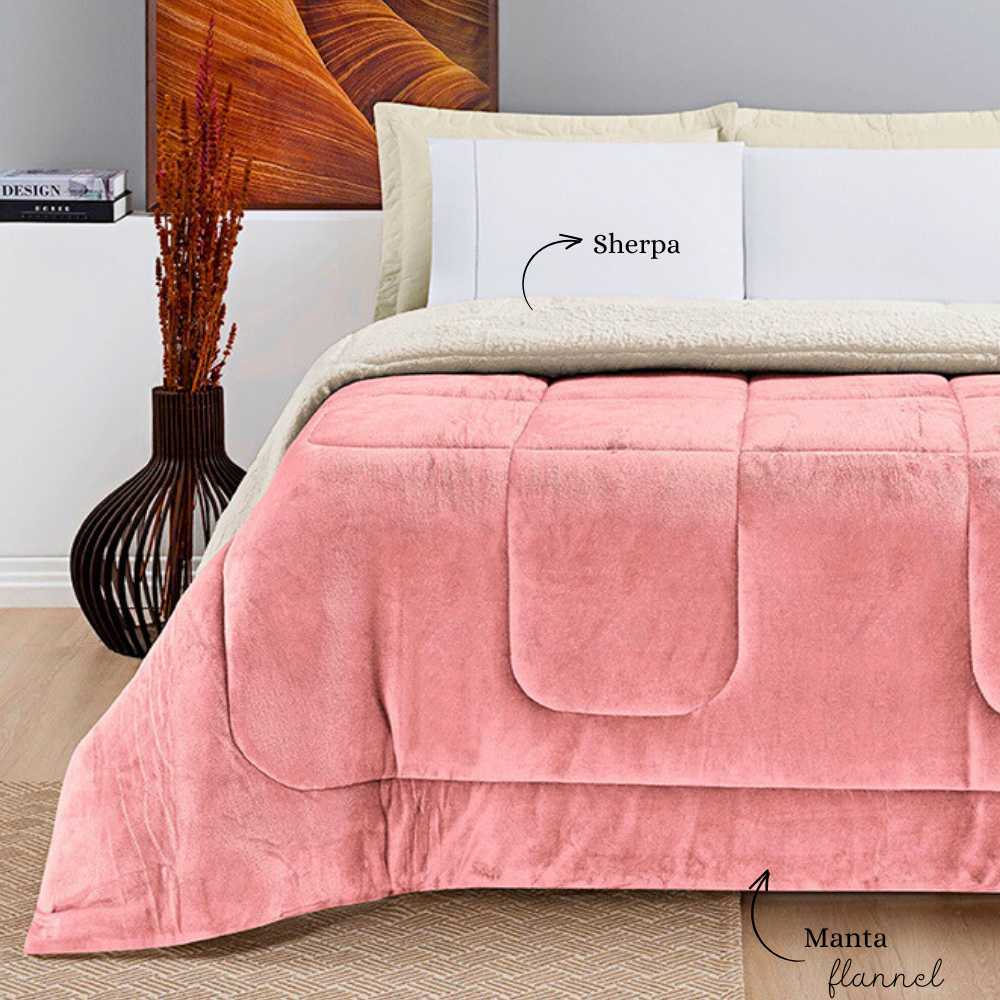 Cobertor Coberdrom Manta Flannel Toque Macio Dupla Face Sherpa Pele de Carneiro - Queen 2,40 x 2,20 em Oferta na Shopee