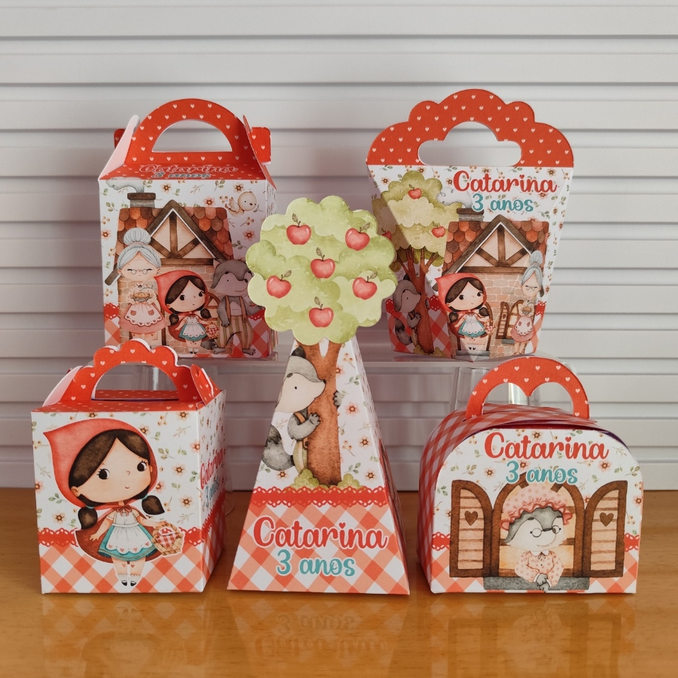 Personalizados Chapeuzinho vermelho - Kit festa - Kit caixas lembrancinhas - mimos para aniversário/festa infantil...