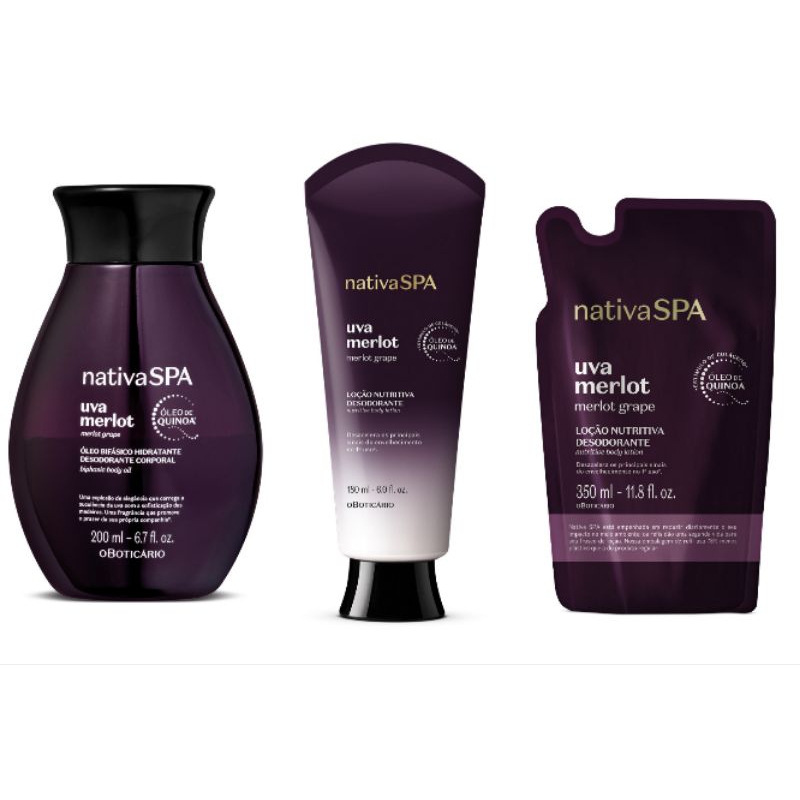 Kit O Boticário Nativa Spa Uva Merlot 3 itens