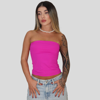 TOP TUBE CROPED BLUSA TOMARA QUE CAIA EM POLIAMIDA PREMIUM FORRO SEM ALÇAS AITONA AITONA em Oferta na Shopee
