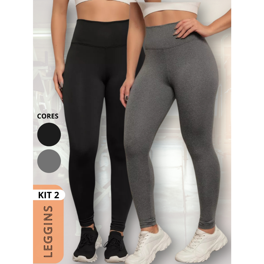 Kit 02 Calça Legging Grossa de malhar Levanta Bumbum Zero Transparência Confortável Origin...