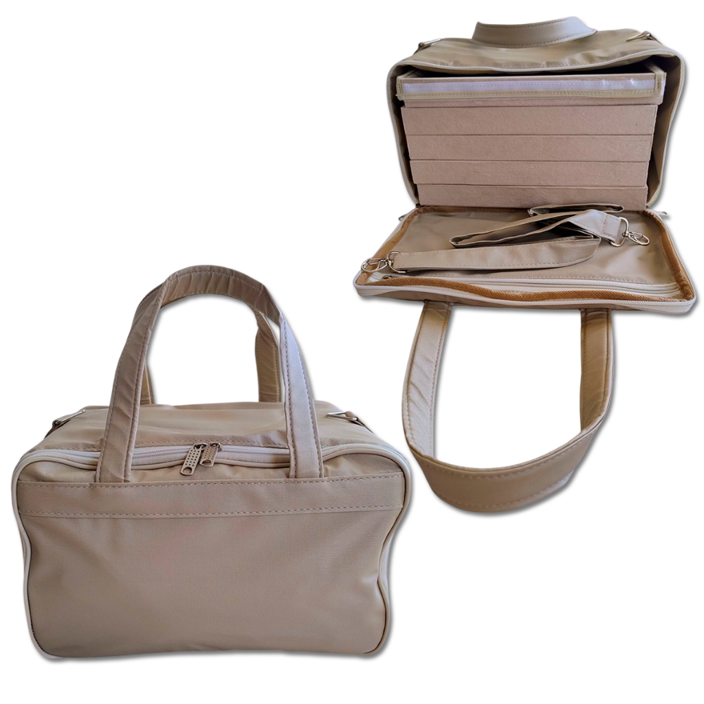 Bolsa Organizadora Joias Bijuterias Luxo Champanhe Dourada Grande 5 Bandejas Mistas Viagem Vendedora