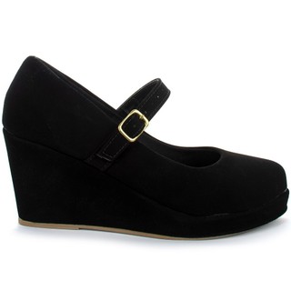 Salto Anabela Boneca Feminina Melissa Preto Nobuck Moda Lolita Ref: 890