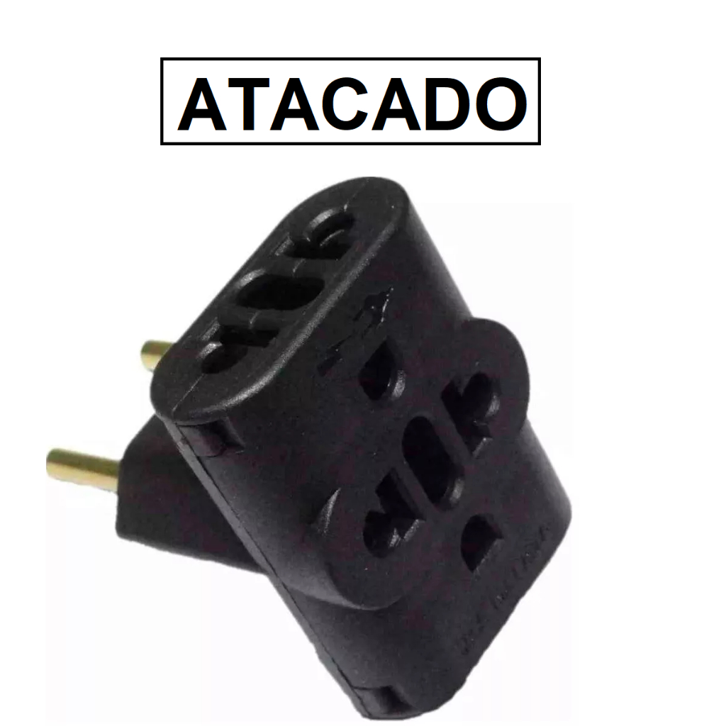 Kit C/50 unidades Adaptador Preto Tomada D Multiuso Plug Elétrico 10ah Benjamin em Oferta na Shopee