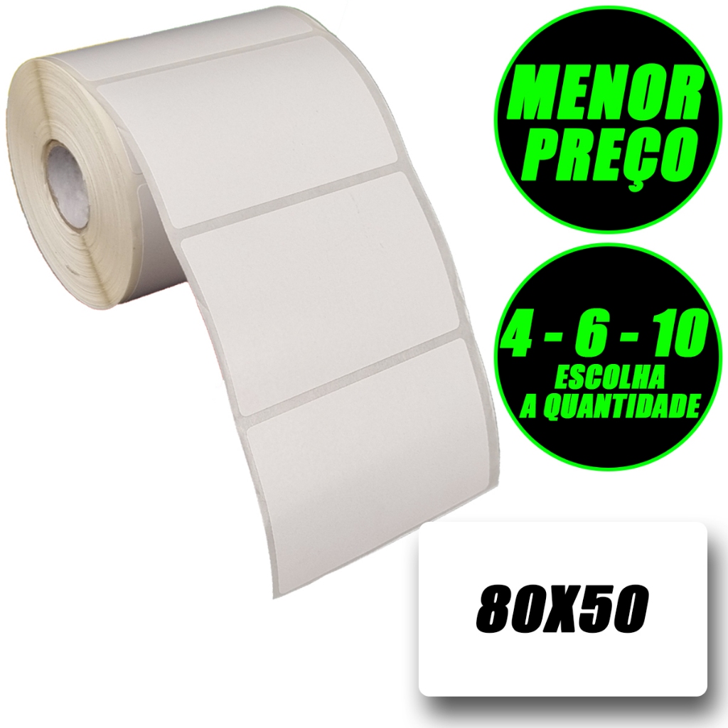 Rolos Etiqueta 80x50 Térmica Adesiva Balança Pacote Com 4 6 10 Rolo Zebra Elgin