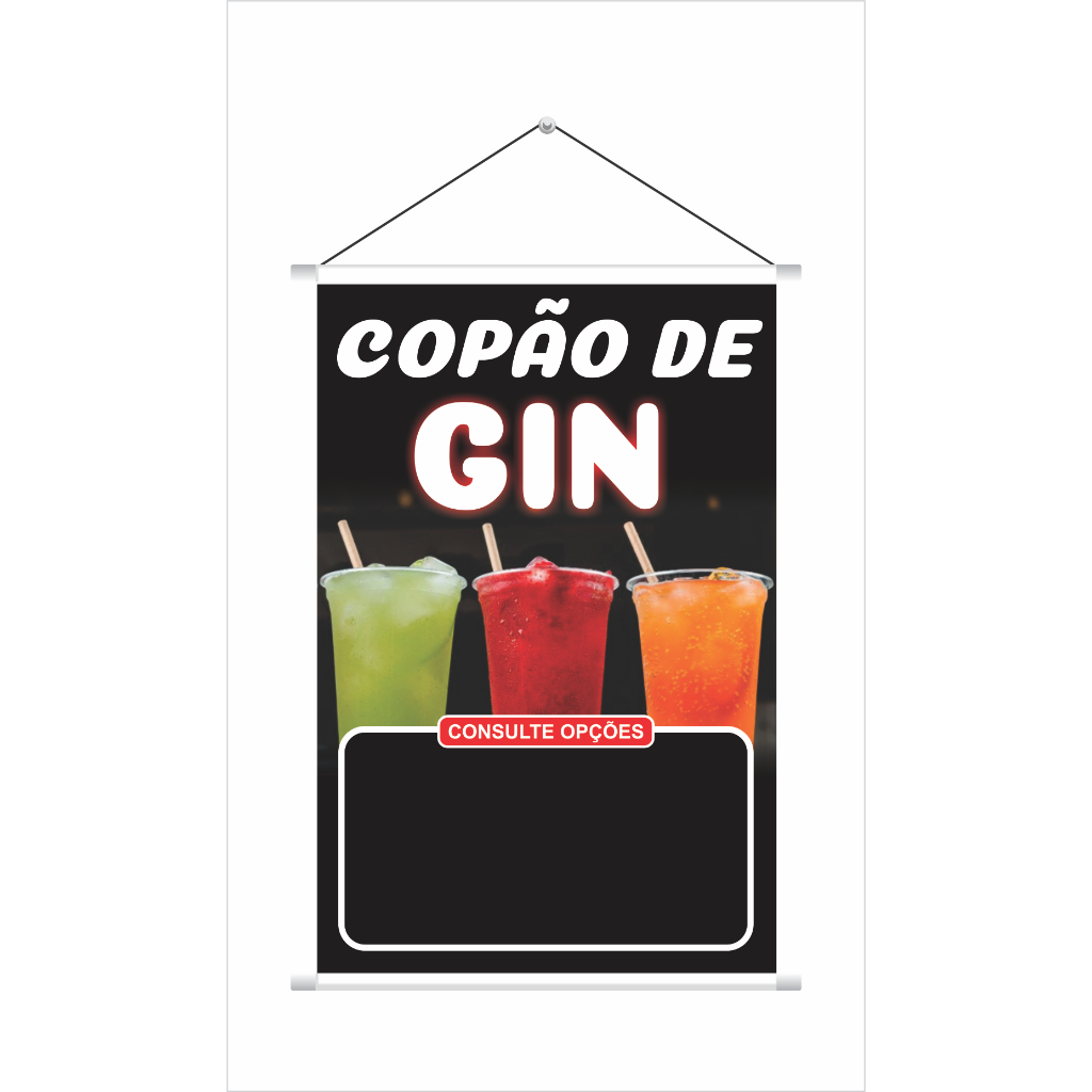 Banner Venda de Copão de GIN em Lona. comércio, Adegas, Bares, Barracas, Padarias em Oferta na Shopee
