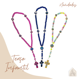 Terço Infantil Pérola Colorido 30cm – Lembrancinha Batizado, Comunhão e Crisma em Oferta na Shopee
