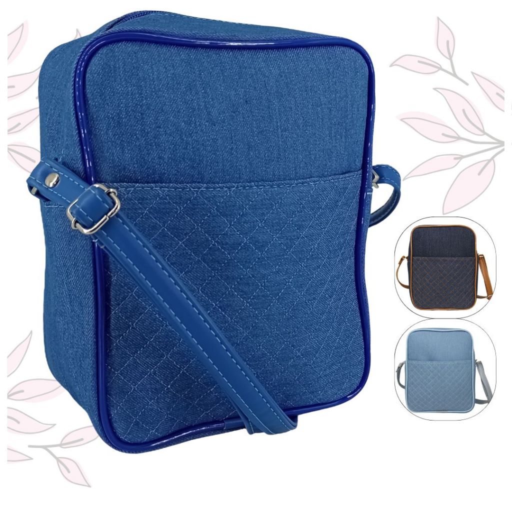 Bolsa Jeans Feminina Transversal  Tiracolo De Lado Com Ajuste Reforçada Fashion Moda Shoulder Bag