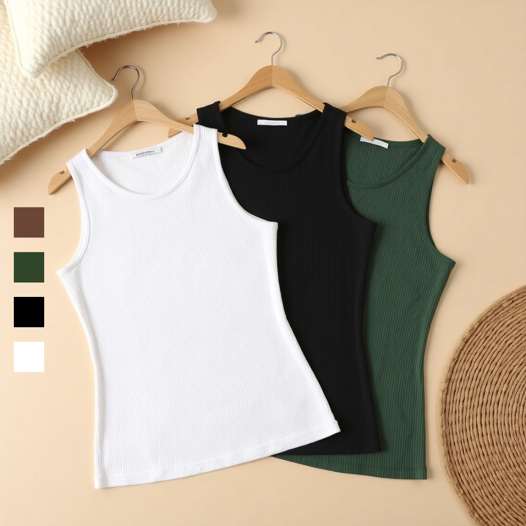 Kit 3 Regatas Canelada Feminina Sem Transparência com Elastano Básica Blusinha Moda Feminina Ribana