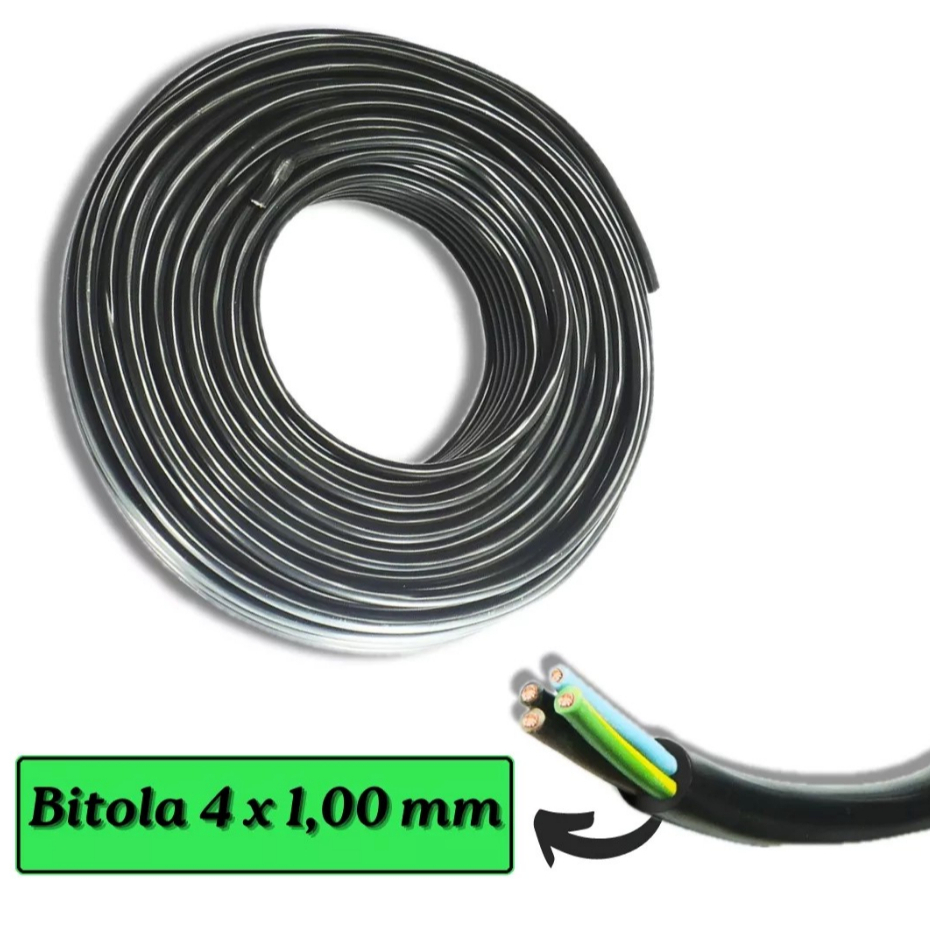 Cabo Pp 4 Vias 1,00mm 4x1mm Flexível Rolo 5mts 100%cobre Reboque Carretinha Som Automotivo