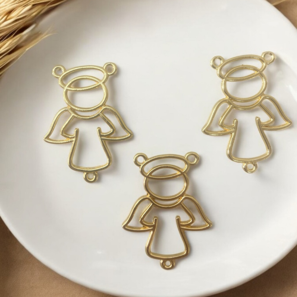 Entremeio Anjo Vazado Dourado Cataforético Brilho Resistência Bijuterias Artesanatos Acessórios Kit
