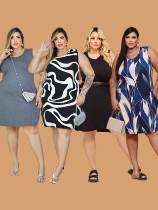Vestido Regata Mullet Com Bolso Plus Size Moda Curve Curvy Moda Linda Verão em Oferta na Shopee