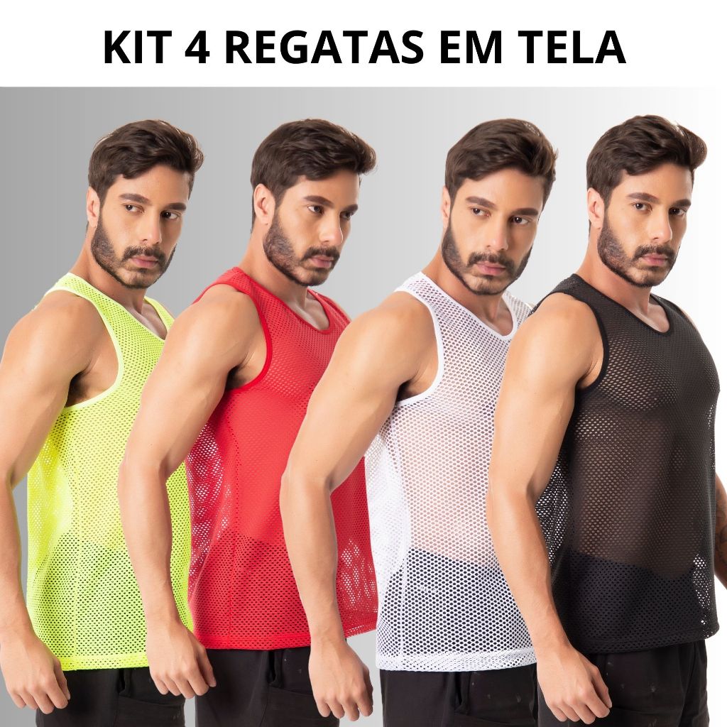 Kit 4 Regata Masculina De Tela Arrastão Roupa de academia Moda fitness - Casual em Oferta na Shopee