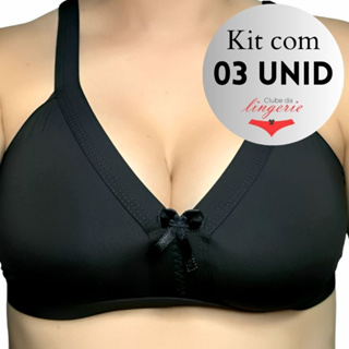 Kit 03 Sutiã Sem Bojo Reforçado Plus 201 Sem Aro Com 02 Camadas De Tecido No Seio Em Microfibra em Oferta na Shopee