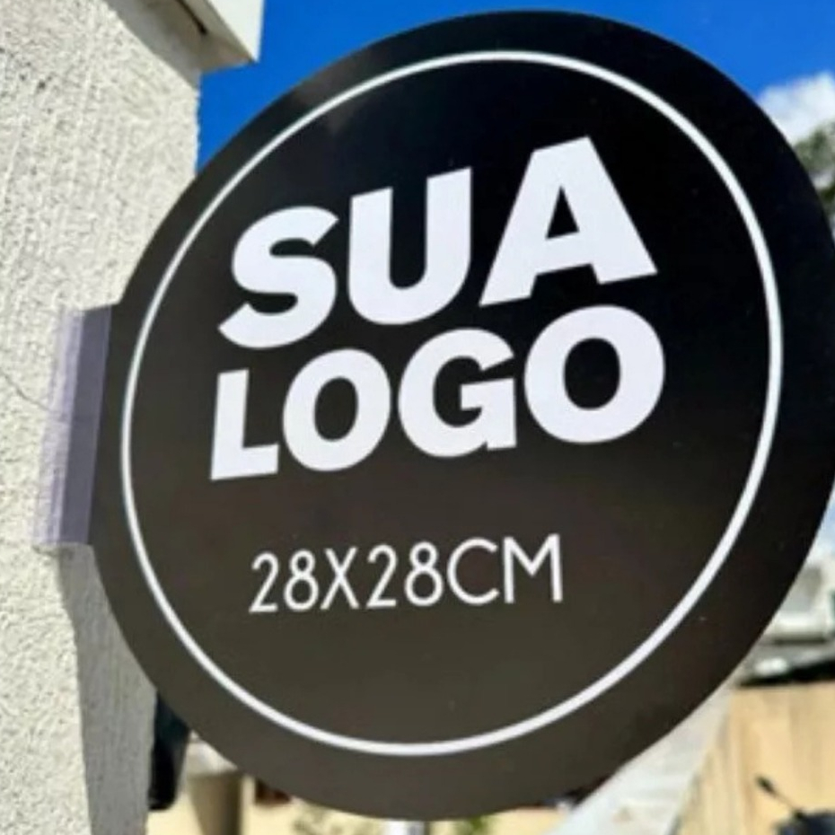 Placa Personalizada Redonda Logo Dupla Face Uso Externo em Oferta na Shopee