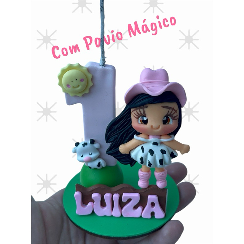 Vela de Aniversario Fazendinha Rosa Personalizada com Nome em Oferta na Shopee