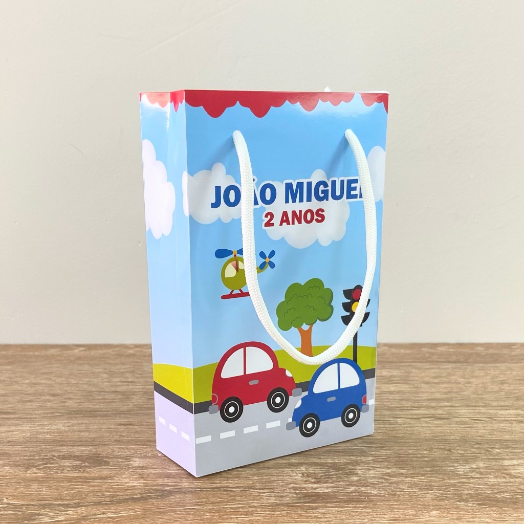 Sacolinha Carrinhos | Meios de Transporte | Lembrancinhas | Aniversário | Sacolinha Surpresa