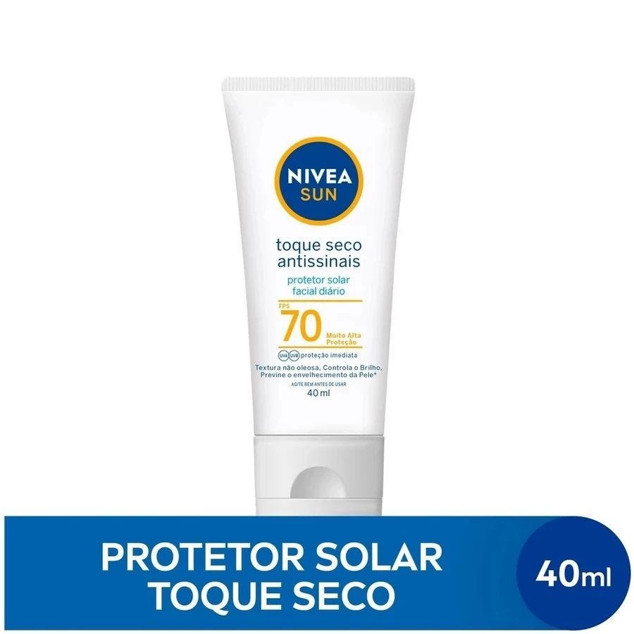 Protetor Solar Nivea Facial Antissinais FPS70 Toque Seco 40ml